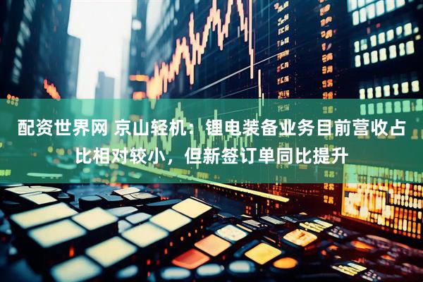 配资世界网 京山轻机：锂电装备业务目前营收占比相对较小，但新签订单同比提升